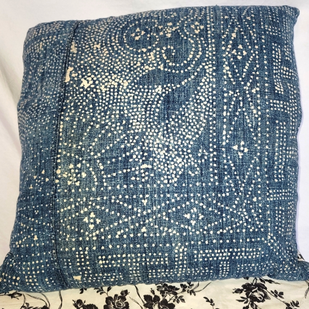 Gorgeous India Pink big blue feather throw pillow